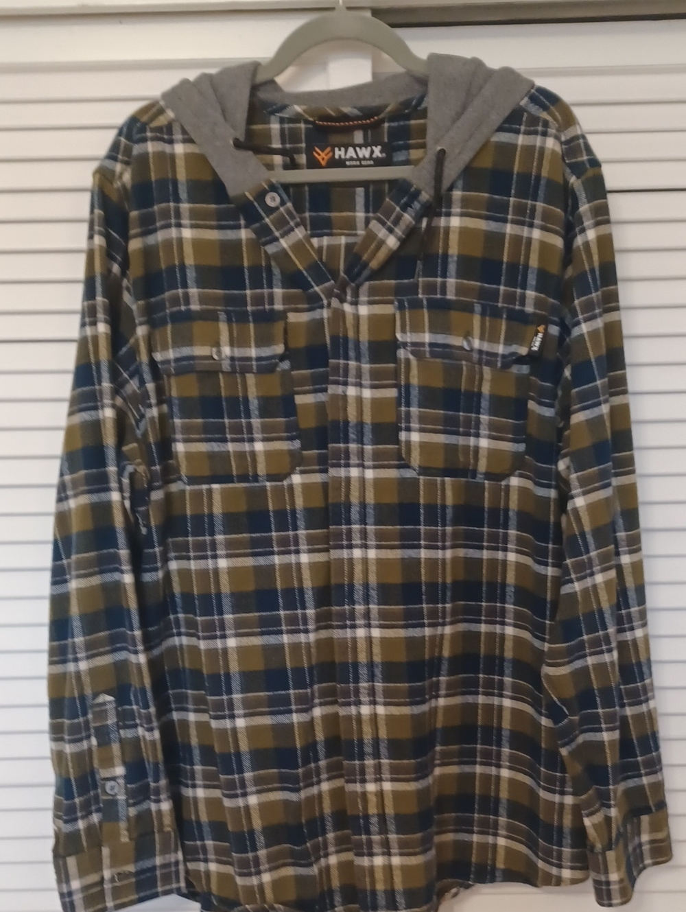 Hawx Work XL Hooded-Button Up Shirt Mens Multi -plaid Work Gear EUC - Picture 5 of 7